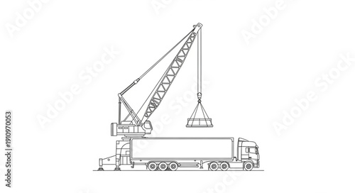 Crane Lifting Heavy Load Illustration.