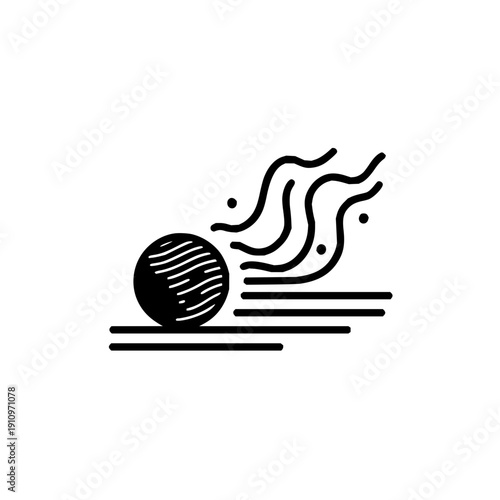 Black Bowling Ball Rolling Fast on Lane with Motion Lines