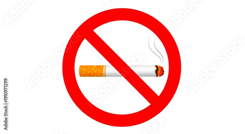 No smoking symbol with red circle and cigarette