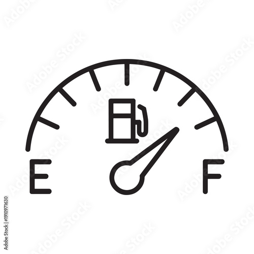 Fuel gauge illustration showing a nearly full tank of gasoline