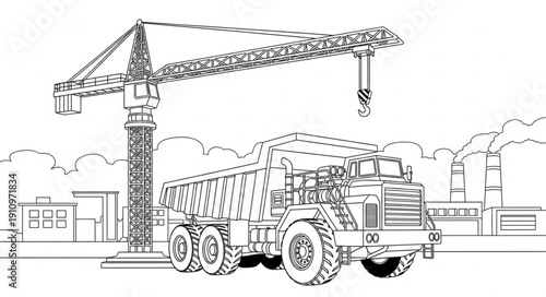 Crane Loading Cargo onto Truck.