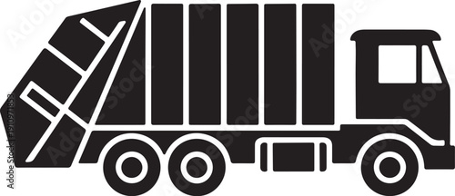 garbage truck silhouette waste management sanitation vehicle vector illustration