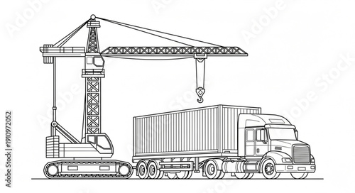 Crane Loading Shipping Container Truck.
