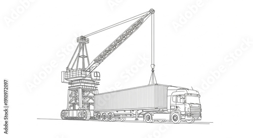 Crane Loading Shipping Containers on Truck.