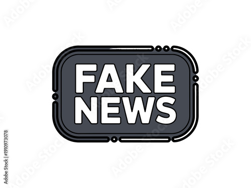 A vector graphic illustration of a fake news sign with a bold, modern design