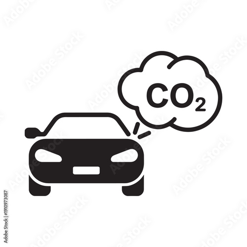 Vehicle emissions symbol a car releasing carbon dioxide into the air