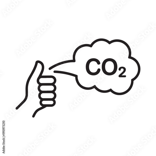A hand giving a thumbs up with a thought bubble displaying CO2