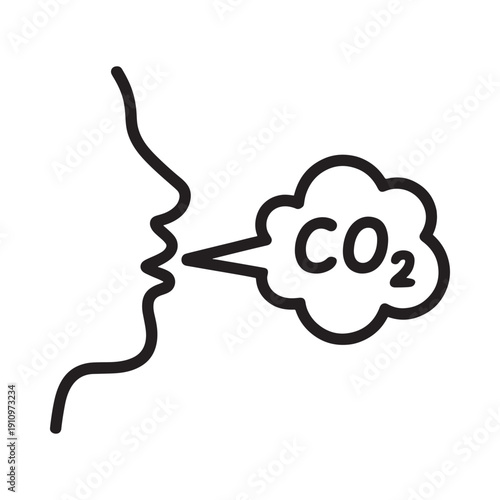 Illustration depicting human exhalation of carbon dioxide gas