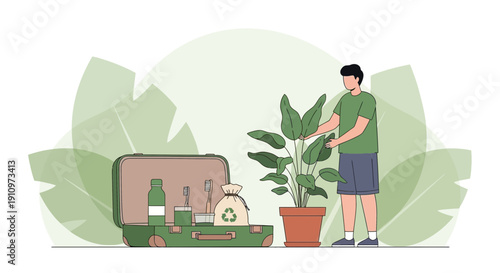 Eco-Friendly Travel Essentials And Green Living Concept