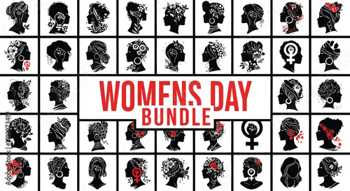 Women's Day Bundle: A stunning collection of silhouettes in honor of Women's Day, showcasing the strength, diversity, and beauty of womanhood. Celebrating the spirit of womanhood and honoring the day