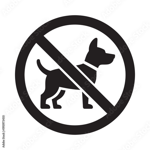 No dogs allowed a black and white prohibition sign featuring a canine