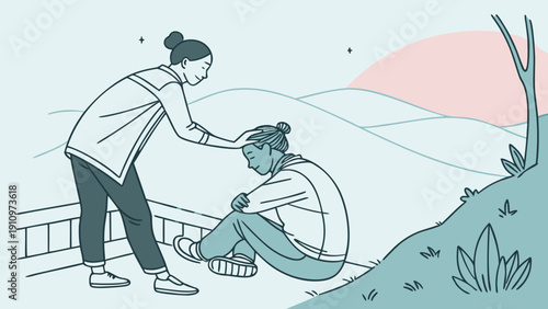 Person meditating with calm aura, soft pastel background, minimal flat vector style, peaceful wellness concept