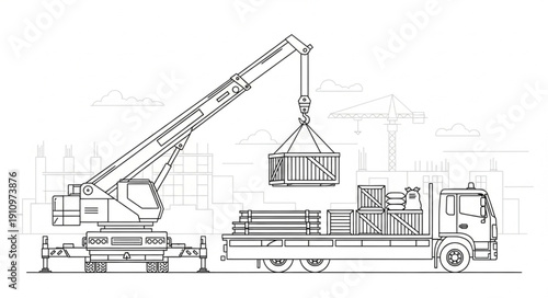 Crane Truck Heavy Machinery Equipment.
