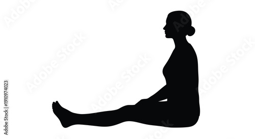 Silhouette of a woman seated in a meditative pose against a white background