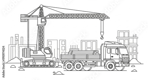 Crane Truck Heavy Machinery Equipment.