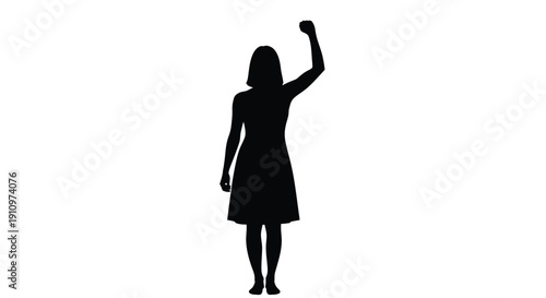 Silhouette of a woman raising her fist in a gesture of defiance