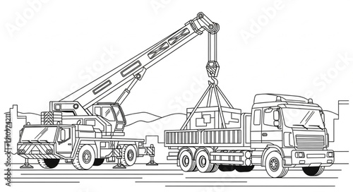 Crane Truck Heavy Machinery Equipment.