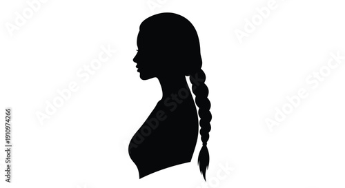 Silhouette of a woman in profile with a long braided hairstyle