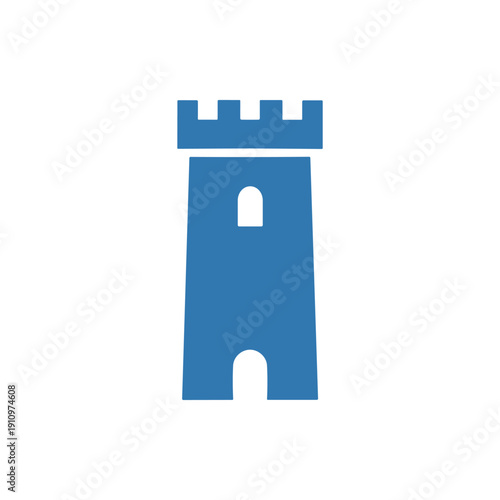 Blue Castle Tower Icon Simple Design 1.