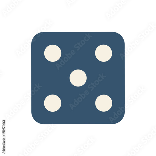 Blue Dice with Five White Dots.