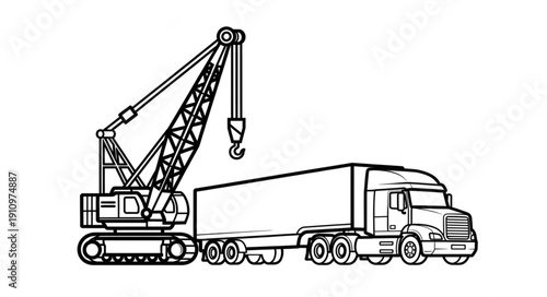Crane Truck Heavy Duty Vehicle.