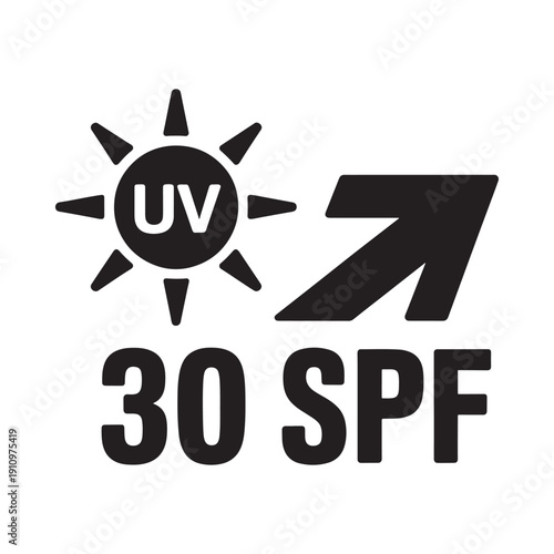 Sun protection warning symbol uv index and spf 30 indicator