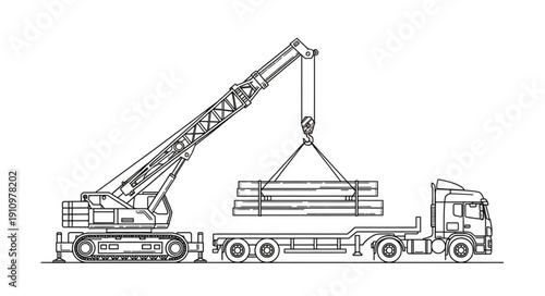 Crane Truck Heavy Machinery Equipment.