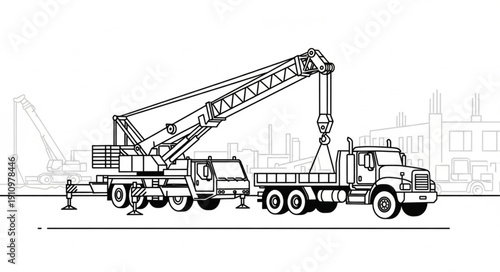 Crane Truck Heavy Machinery Vehicle.