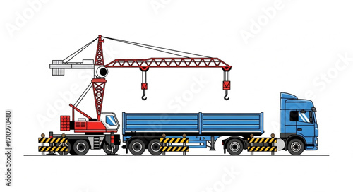 Crane Truck Heavy Machinery Vehicle.