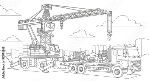 Crane Truck Heavy Machinery Equipment.