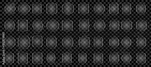 Premium Transparent Glass Frame Shapes Set with Glossy Light Effect Vector Collection