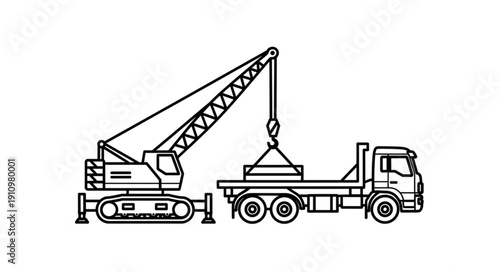Crane Truck Heavy Machinery Vehicle.