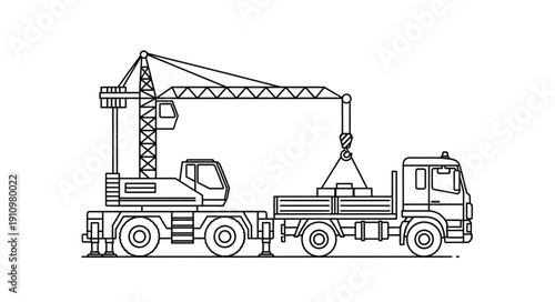 Crane Truck Heavy Machinery Vehicle.