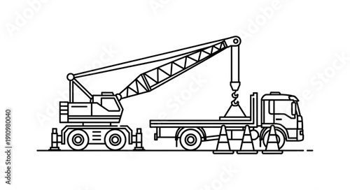 Crane Truck Heavy Machinery Vehicle.