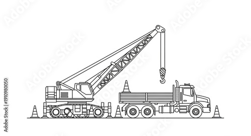 Crane Truck Heavy Machinery Vehicle.