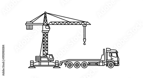Crane Truck Heavy Machinery Vehicle.