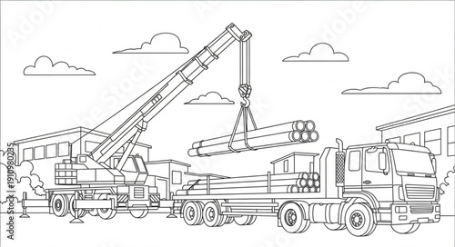 Crane Truck Heavy Machinery Vehicle.