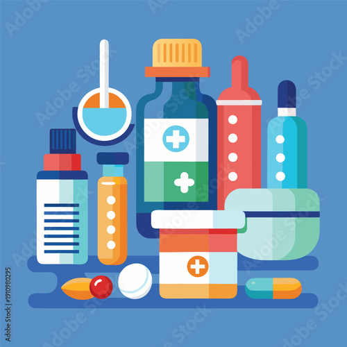 Adobe Illustra bottle of medicine pill icon set medical capsule prescription with cross sign vector illustrationator Artwork