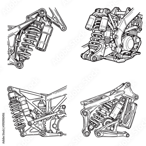 Motorcycle Clutch Basket and Flywheel Mechanical Assembly Line Art