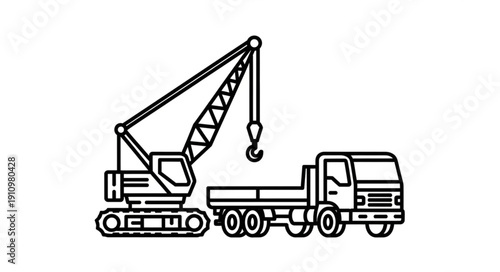 Crane Truck Heavy Machinery Vehicle.