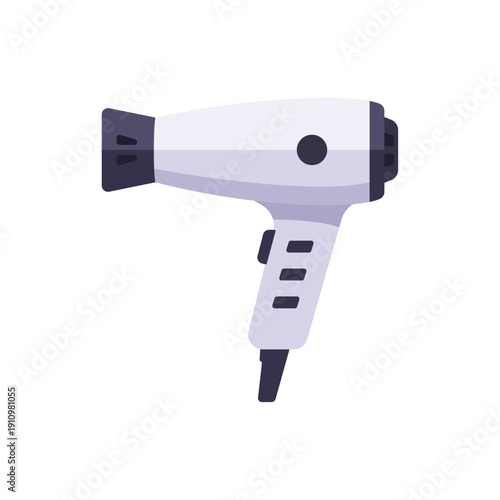 hair dryer, beauty and care, electric blow dryer, colorful vector flat style illustration
