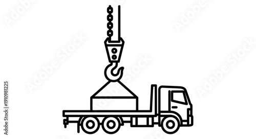 Crane Truck Illustration Side View.