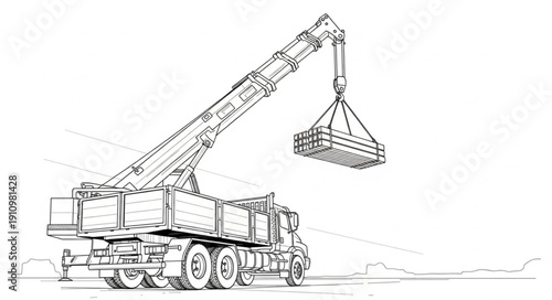 Crane Truck Lifting Heavy Load.
