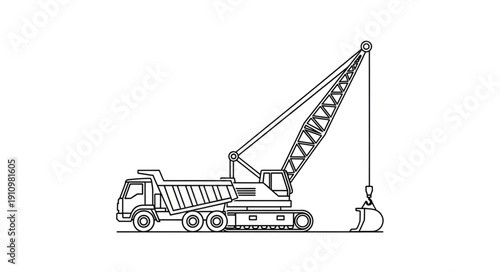 Crane Truck Heavy Machinery Vehicle.