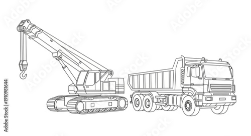 Crane Truck Heavy Machinery Vehicle.