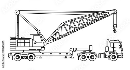 Crane Truck Heavy Machinery Vehicle.