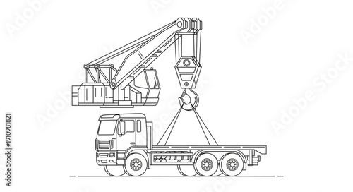 Crane Truck Illustration Heavy Machinery.