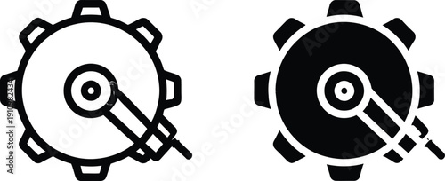 Gear with Magnifying Glass Icon