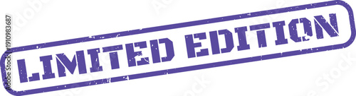 Limited Edition vector stamp in purple with grunge texture, isolated on white