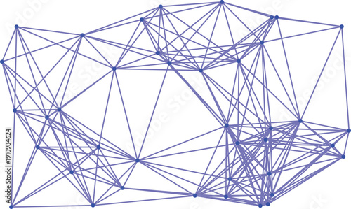 A complex network of interconnected nodes and lines